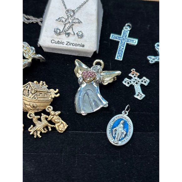 Assorted Religious Pendants & Necklaces With Crosses Angels & Cubic Zirconia - Picture 2 of 11